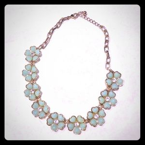 Forever 21 Green Flower Rhinestone Necklace.